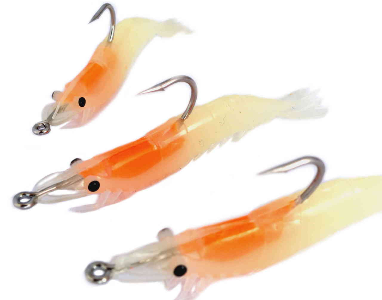 New Wave Soft Plastic Prawn Fishing Lures 3 X 3 Pack Glow In The