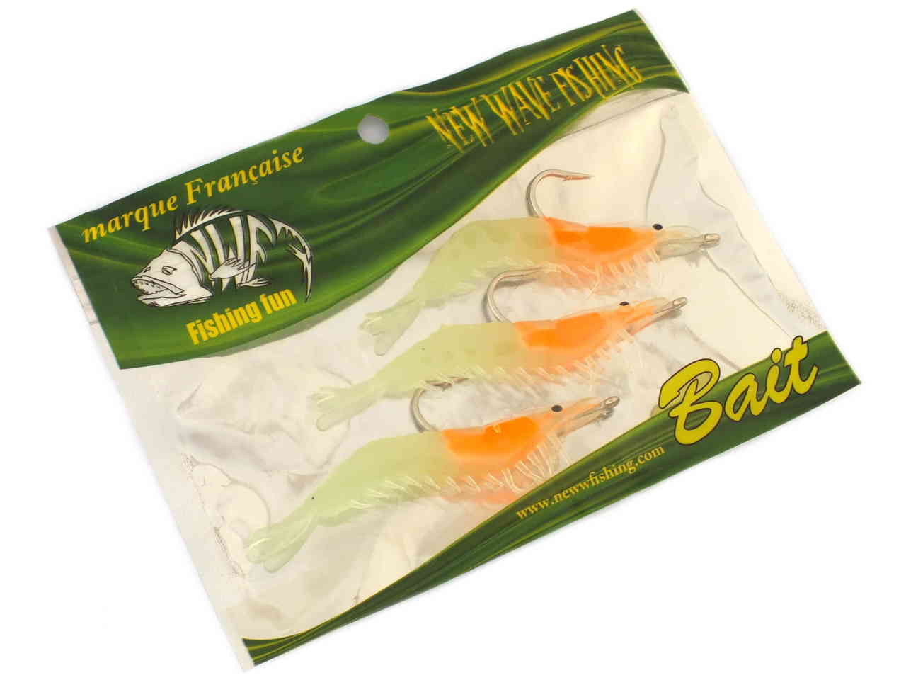 New Wave Soft Plastic Prawn Fishing Lures 3 X 3 Pack Glow In The Dark