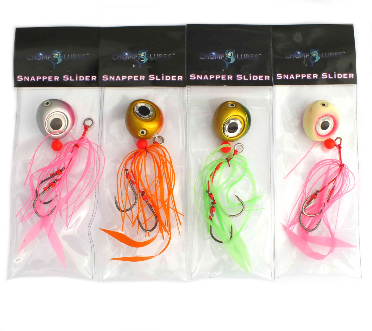 Chomp Lures Fishing Snapper Sliders Jigs 80g x 4 Colours
