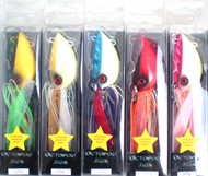 Chomp Lures Fishing Octopod Jigs 200g x 5 Colours, Scented Skirts, Glow in the Dark