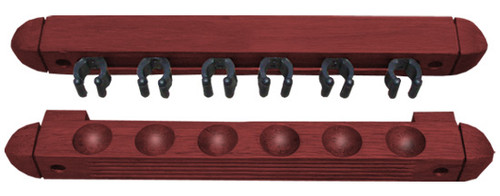 Roman-Style Two-Piece Wall Rack, Mahogany, 6 Cue