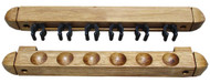 Roman-Style Two-Piece Wall Rack, Oak, 6 Cue