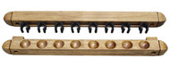 Roman-Style Two-Piece Wall Rack, Oak, 8 Cue