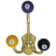 Brass Coat Hanger with Pool Ball Trim