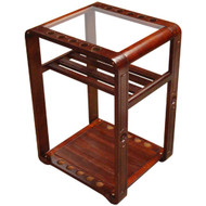 Sterling Deluxe Floor Stand, Mahogany, 10 Cue w/Ball Rack & Glass Top