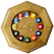 Octagonal Solid Oak Billiards Clock
