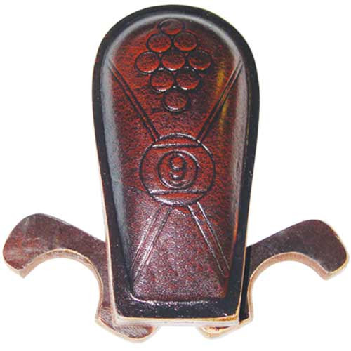 Leather Table Cue Holder for 2 Cues, 9-Ball Design