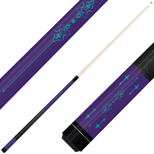 Forged Etched Series ET03 Custom Engraved Purple Pool Cue – Aqua Blue