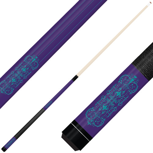 Forged Etched Series ET07 Custom Engraved Purple Pool Cue – Aqua Blue