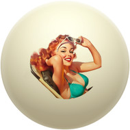 Pin-Up Redhead at the beach Cue Ball