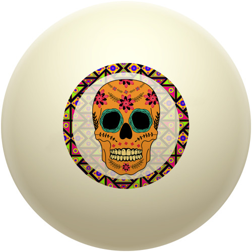 Sugar Skull Orange Cue Ball