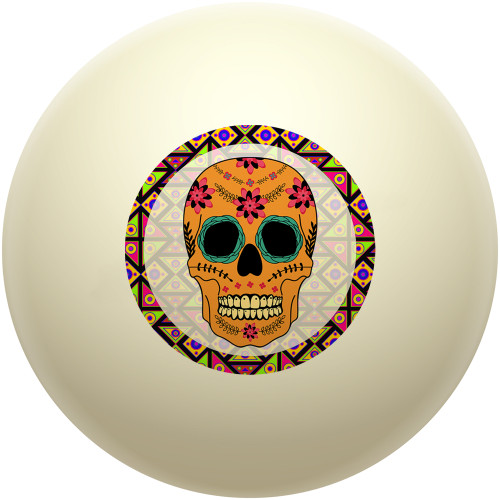 Sugar Skull Orange Cue Ball