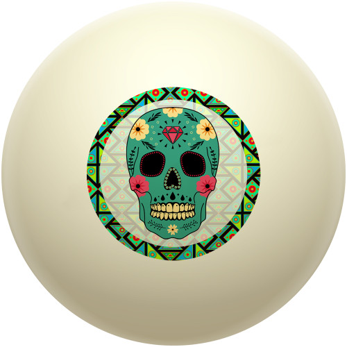 Sugar Skull Teal Cue Ball