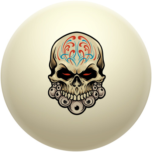 Painted Skull with Eyeballs Cue Ball