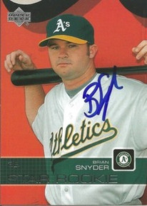 Brian Snyder Signed Oakland A's 2003 UD Rookie Card