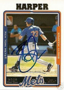 Brett Harper Signed New York Mets 2005 Topps Rookie Card
