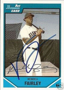 Wendell Fairley Signed Giants 2007 Bowman Rookie Card