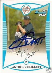 Anthony Claggett Signed Yankees 2008 Bowman Rookie Card