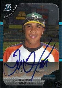 Javier Herrera Signed Oakland A's 05 Bowman Rookie Card