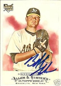 Brett Anderson Signed A's 2009 Allen Ginter Rookie Card