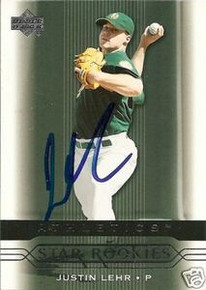 Justin Lehr Signed Oakland A's 2005 Upper Deck Card