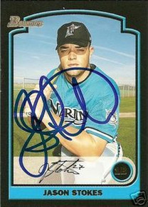 Jason Stokes Signed Florida Marlins 2003 Bowman Card