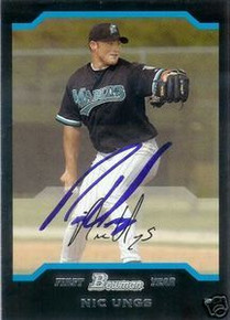 Nic Ungs Signed Florida Marlins 2004 Bowman Rookie Card