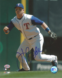Hank Blalock Autographed Texas Rangers Fielding 8x10 Photo