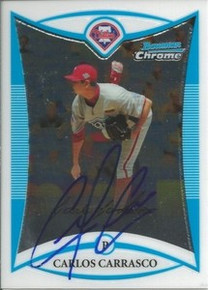 Cleveland Indians Carlos Carrasco Signed 2008 Bowman Card