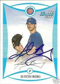 Justin Berg Signed Chicago Cubs 2008 Bowman Rookie Card