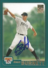 Sean Burnett Signed Pittsburgh Pirates 2001 Topps Card
