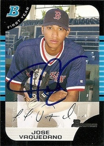 Jose Vaquedano Signed Boston Red Sox 2005 Bowman Rookie Card