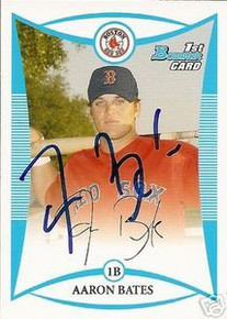 Aaron Bates Signed Red Sox 2008 Bowman Rookie Card