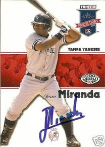 Juan Miranda Signed Projections New York Yankees Card