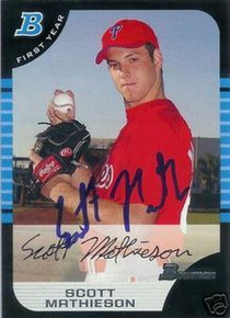 Scott Mathieson Signed Phillies 2005 Bowman Rookie Card