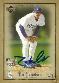 Tim Hamulack Signed Dodgers 06 UD Artifacts Rookie Card