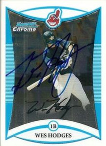 Wes Hodges Signed Cleveland Indians 2008 Bowman Card