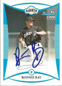 Ronnie Ray Signed Giants 2008 Bowman Rookie Card