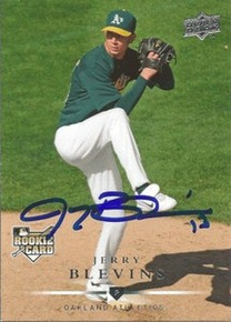 Jerry Blevins Signed Oakland A's 2008 UD Rookie Card