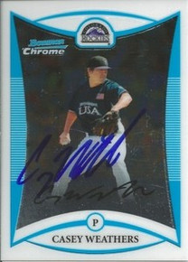Casey Weathers Signed Colorado Rockies 2008 Bowman Card