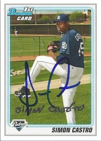 Simon Castro Signed Padres 2010 Bowman Rookie Card