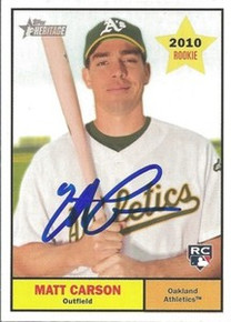 Matt Carson Signed A's 2010 Topps Heritage Rookie Card