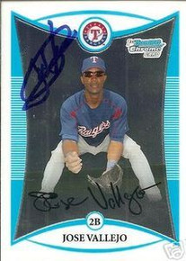 Jose Vallejo Signed Texas Rangers 2008 Bowman Chrome Rookie Card