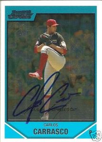 Carlos Carrasco Autographed Phillies 2007 Bowman Chrome Card