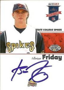 Brian Friday Signed 2008 Projections Card Pittsburgh Pirates