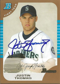 Justin Thomas Signed Seattle Mariners 2006 Bowman Gold Rookie Card