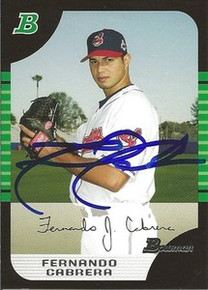 Fernando Cabrera Signed Cleveland Indians 2005 Bowman Card