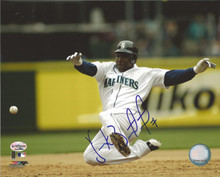 Yuniesky Betancourt Autographed Mariners Sliding 8x10 Photo