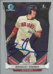 Bradley Zimmer Autographed Cleveland Indians 2014 Bowman Chrome Rookie Card