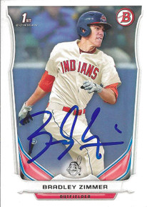 Bradley Zimmer Autographed Cleveland Indians 2014 Bowman Rookie Card